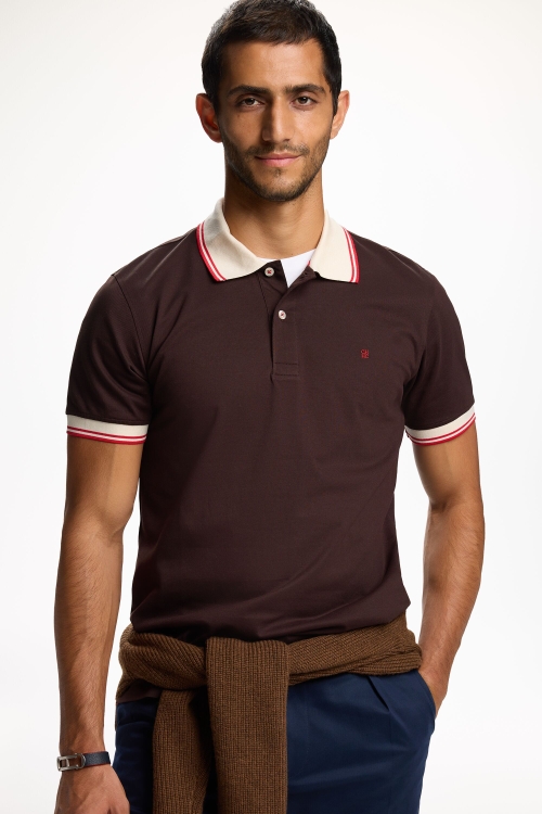 CONTRAST STRETCH PIQUÉ POLO SHIRT