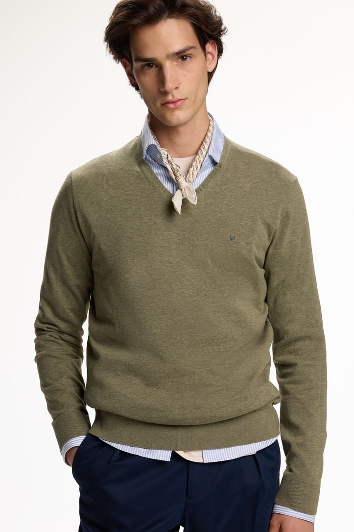 Jersey de Algodón Gaseado Cuello Pico