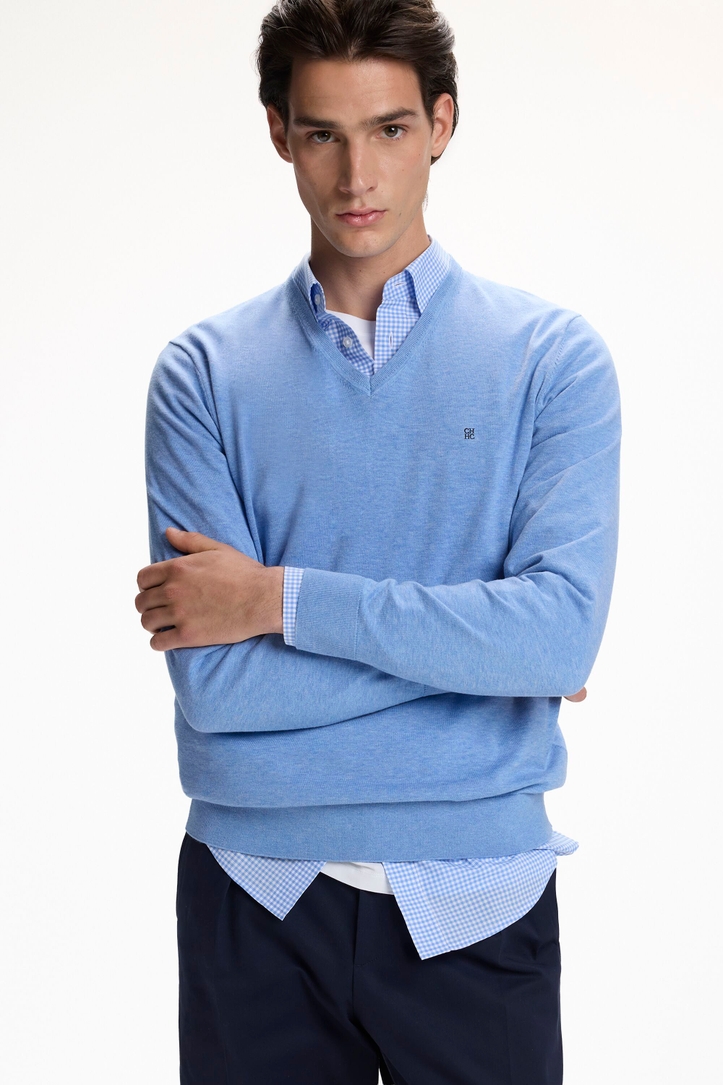Gassed Cotton V-Neck Sweater