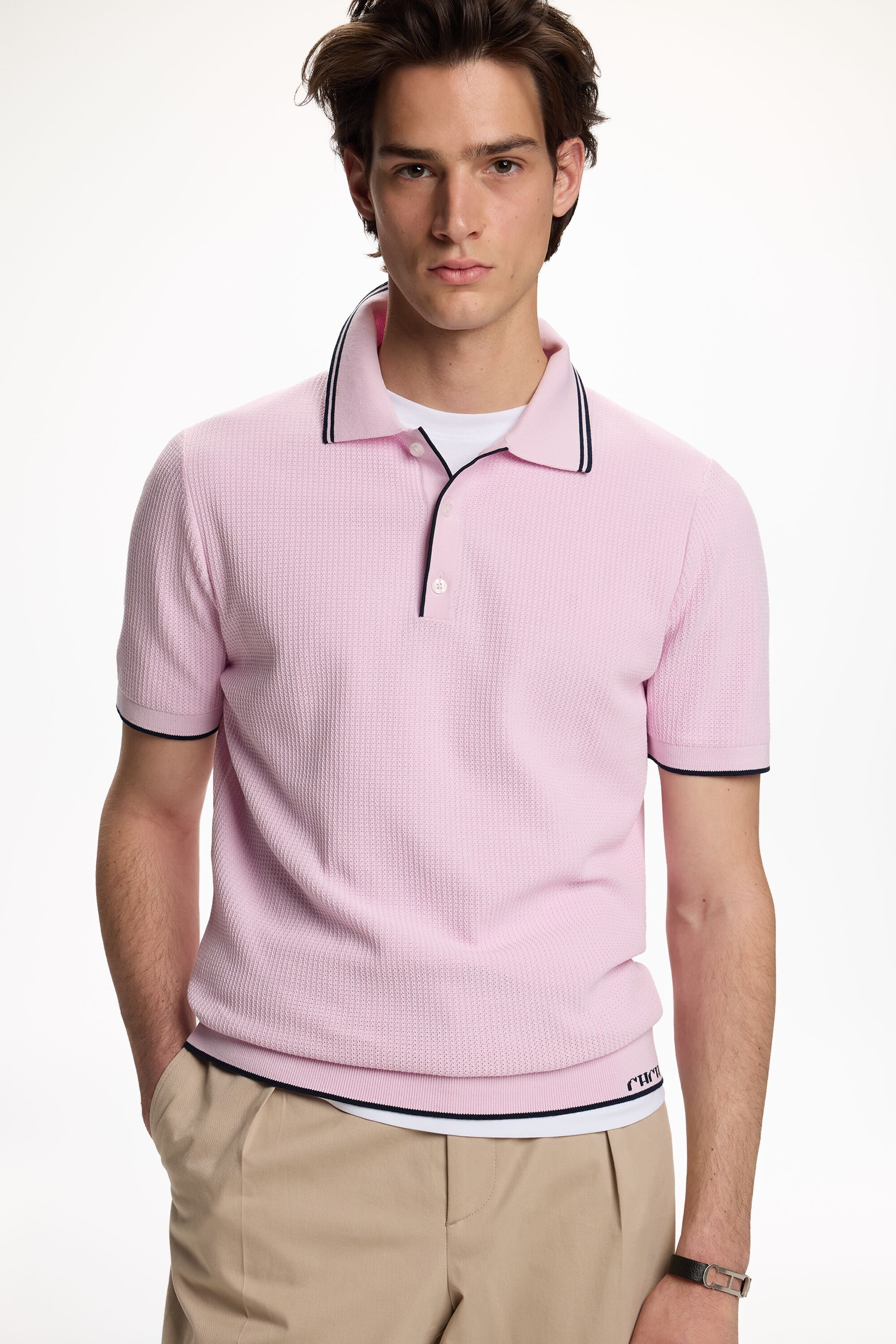 Textured Knit Polo Shirt
