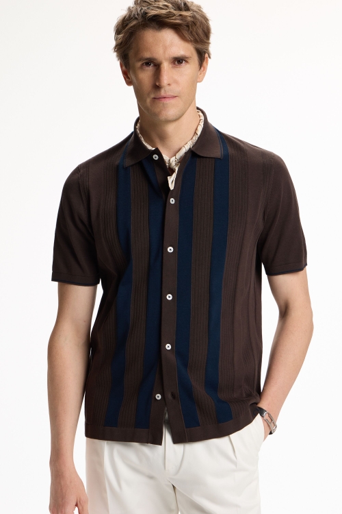 STRIPED RIBBED KNIT SHIRT