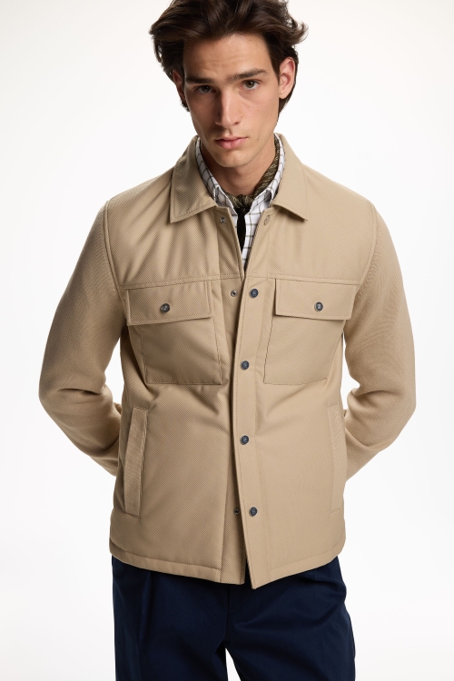 TECHNICAL NYLON AND COTTON KNIT OVERSHIRT