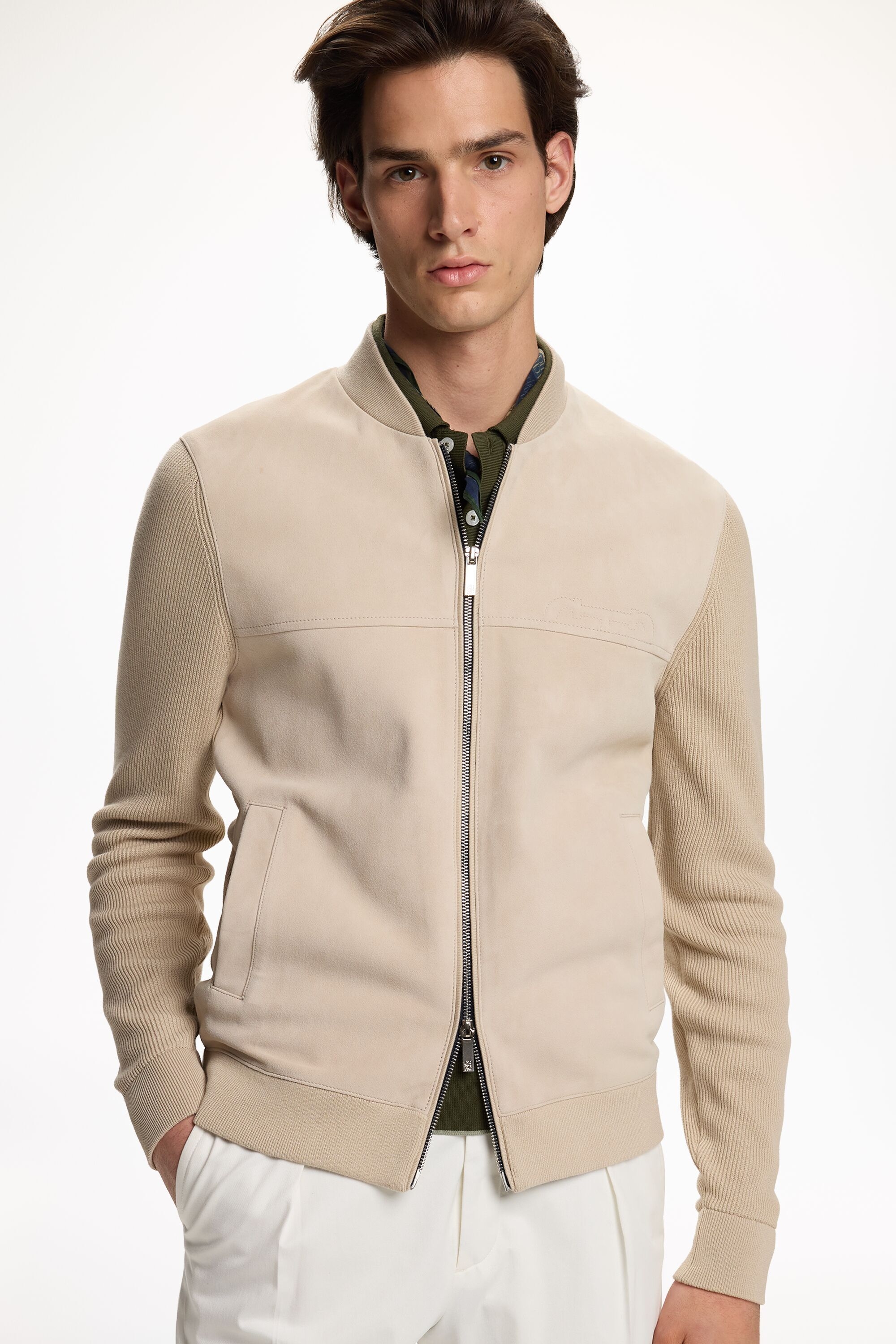 Doma Insignia Suede and Cotton Cardigan