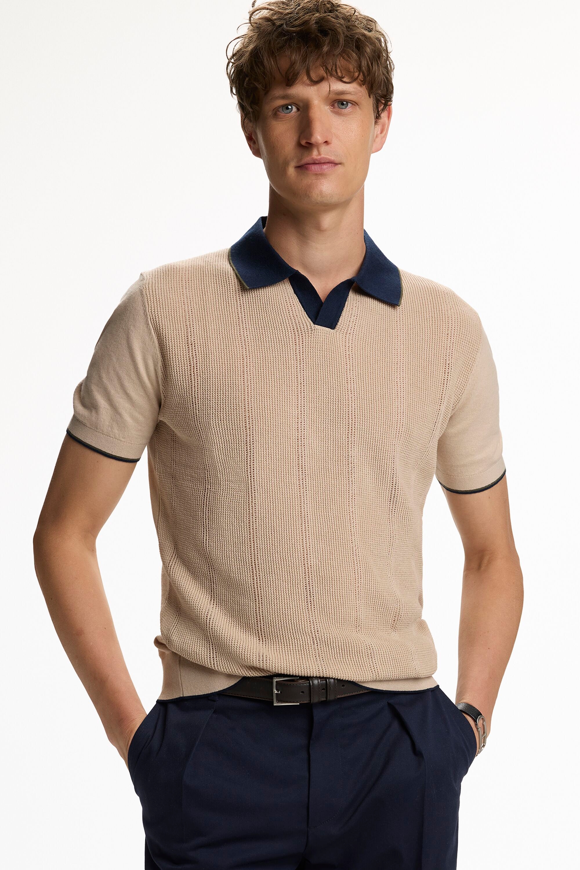 Linen Knit Polo Shirt