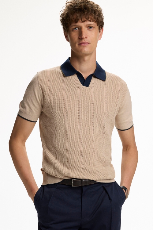 LINEN KNIT POLO SHIRT