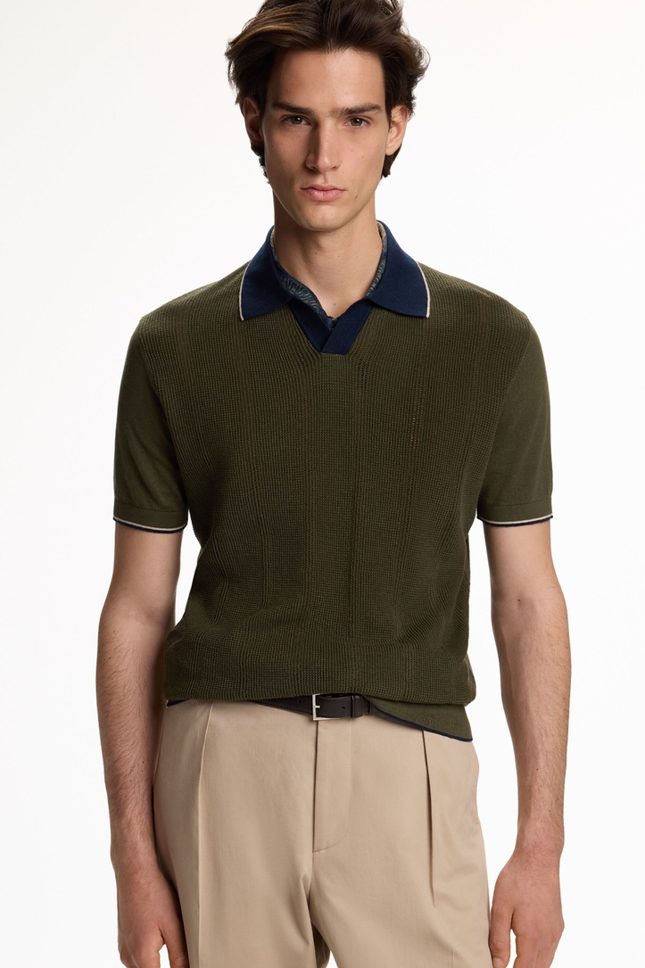 Linen Knit Polo Shirt