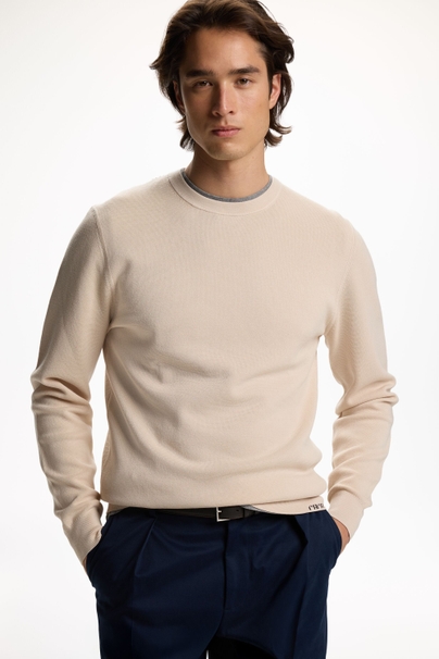 Cotton and Silk Sweater - BEIGE