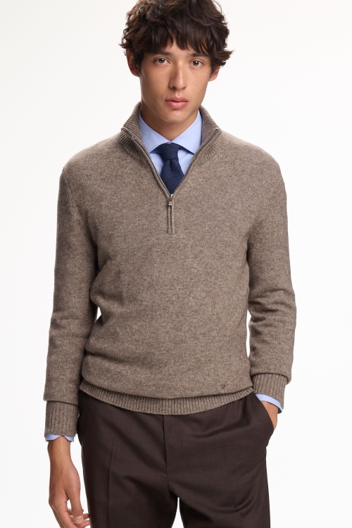 MERINO WOOL HALF-ZIP SWEATER