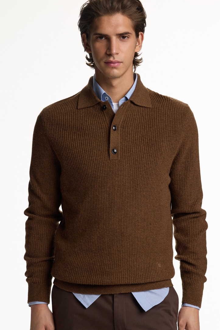 Merino Wool and Yak Knit Polo Shirt