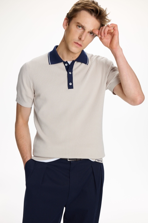TEXTURED KNIT POLO SHIRT