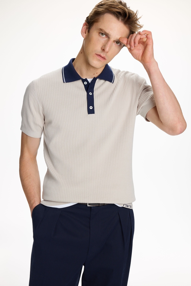 Textured Knit Polo Shirt