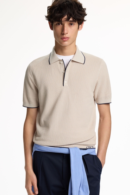 TEXTURED KNIT POLO SHIRT