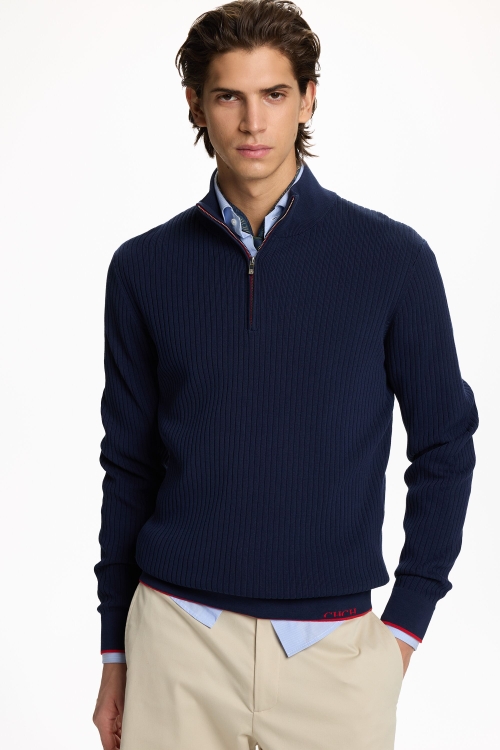 JERSEY DE ALGODÓN GASEADO CON CREMALLERA