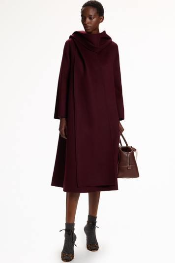 Double-Faced Wool Coat with Detachable Scarf