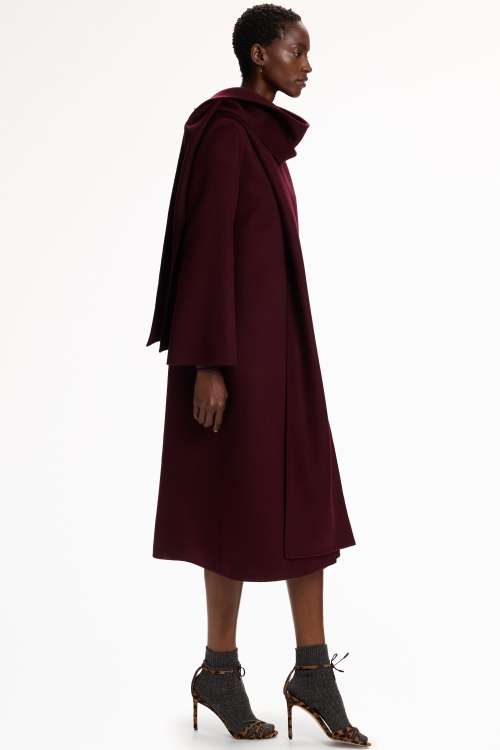 DOUBLE-FACED WOOL COAT WITH DETACHABLE SCARF