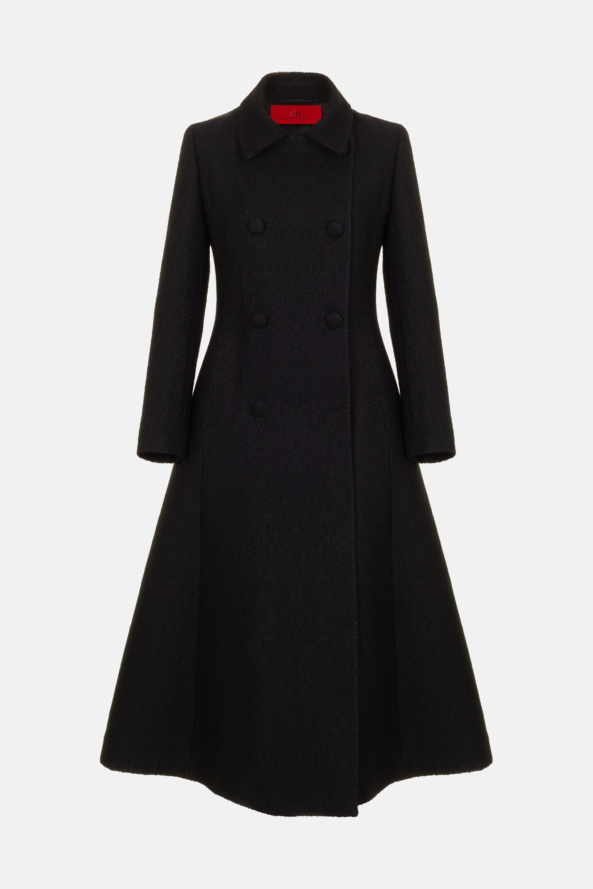 Brocade Fitted Midi Coatdress black