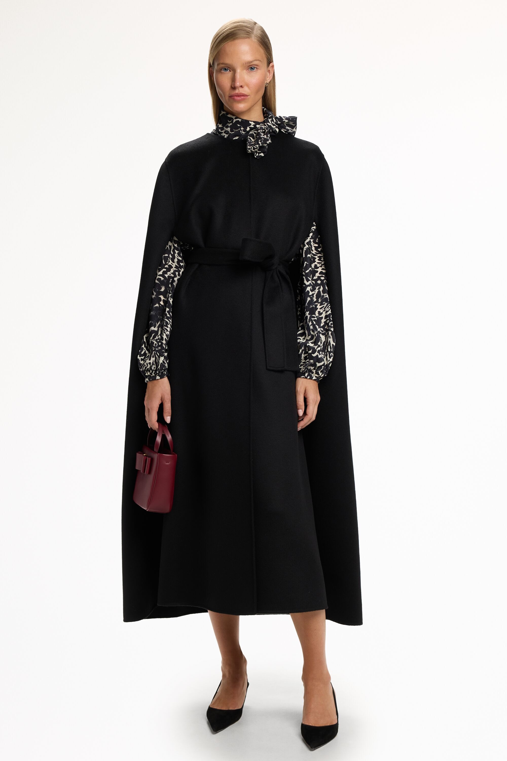 Double-Faced Wool Long Cape