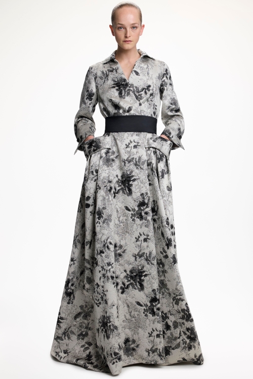 ABRIGO VESTIDO LARGO DE JACQUARD