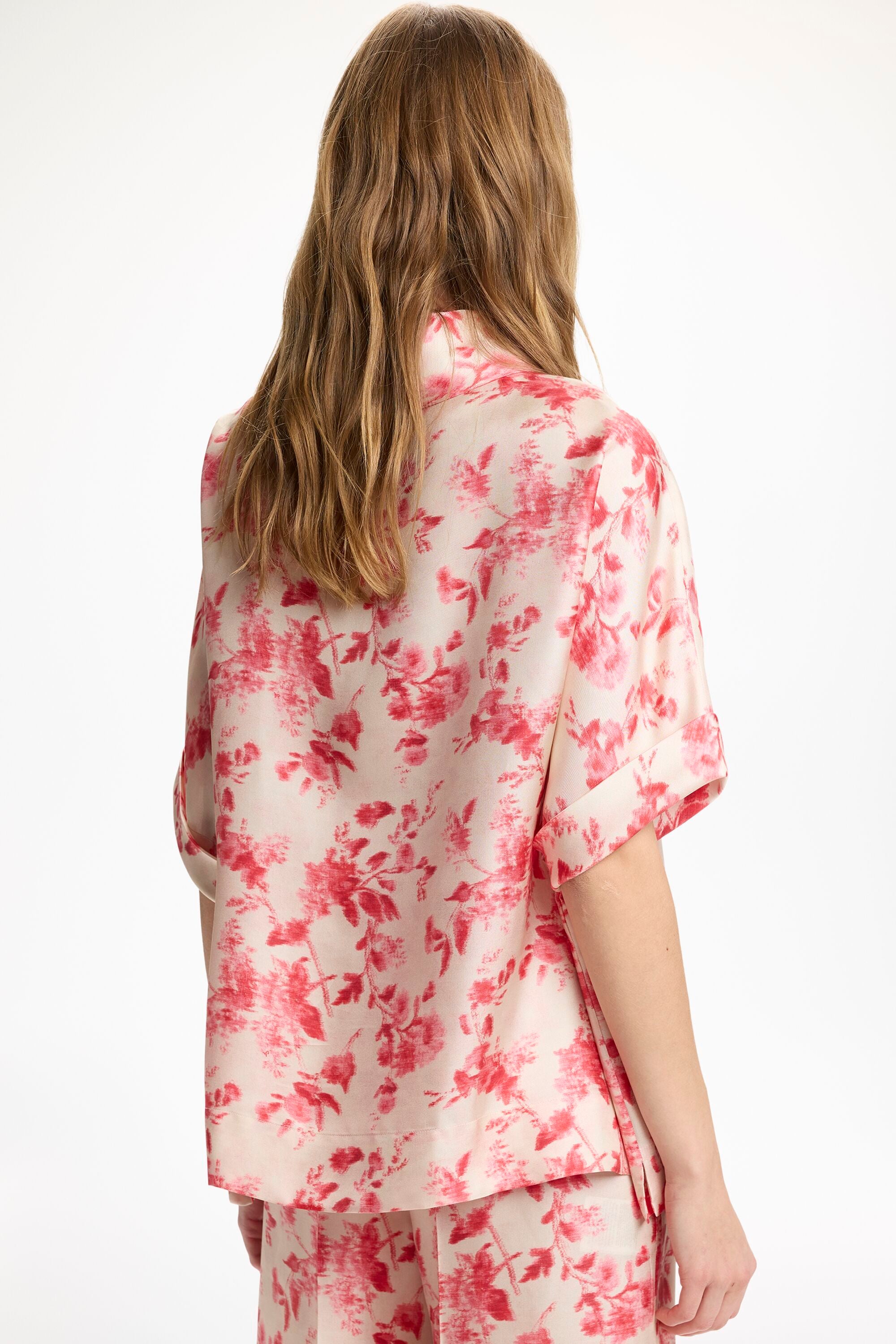 Jasmine Sonata Print Silk Twill Oversize Top pink/beige - CH