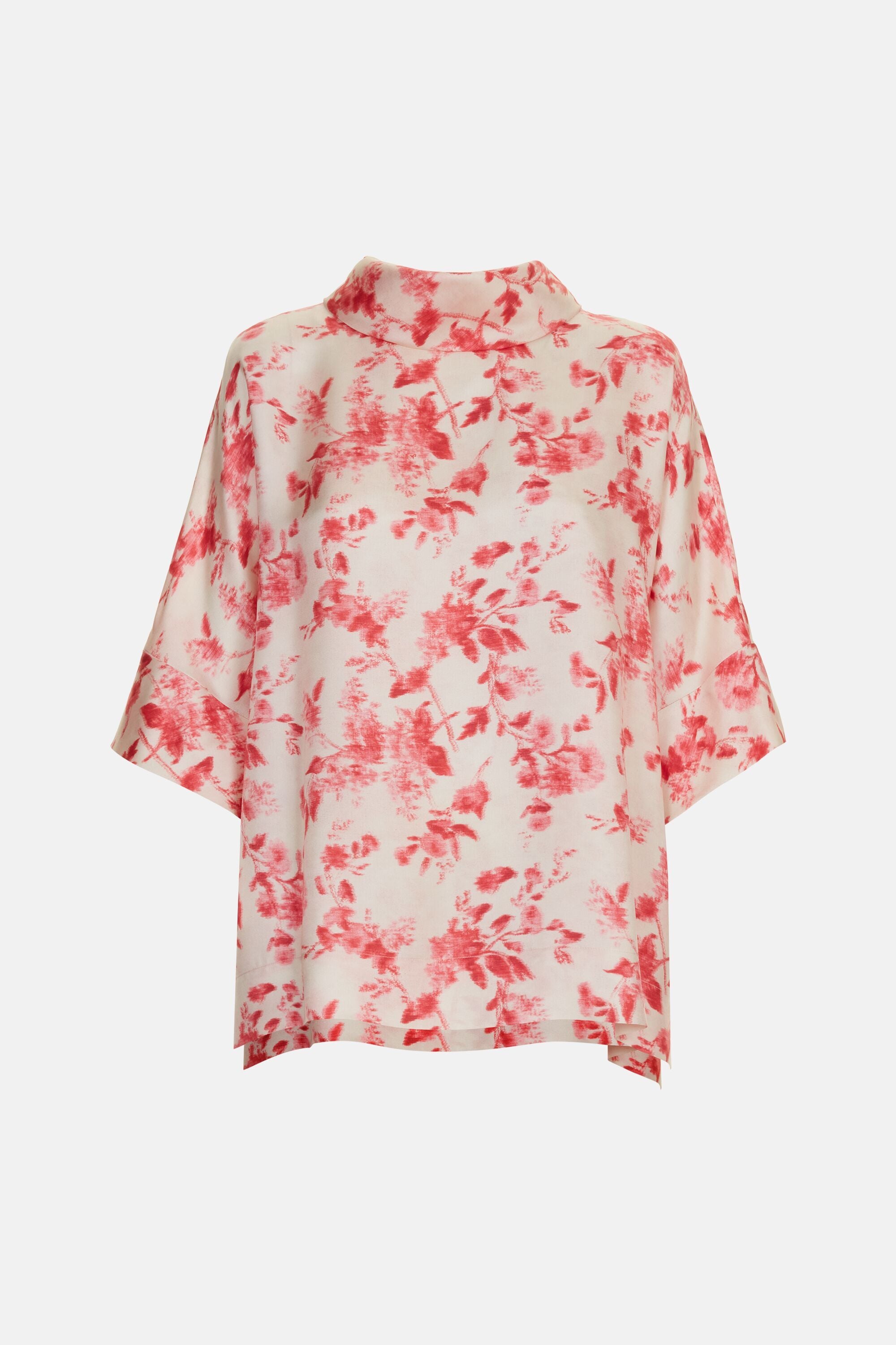 Jasmine Sonata Print Silk Twill Oversize Top pink/beige - CH