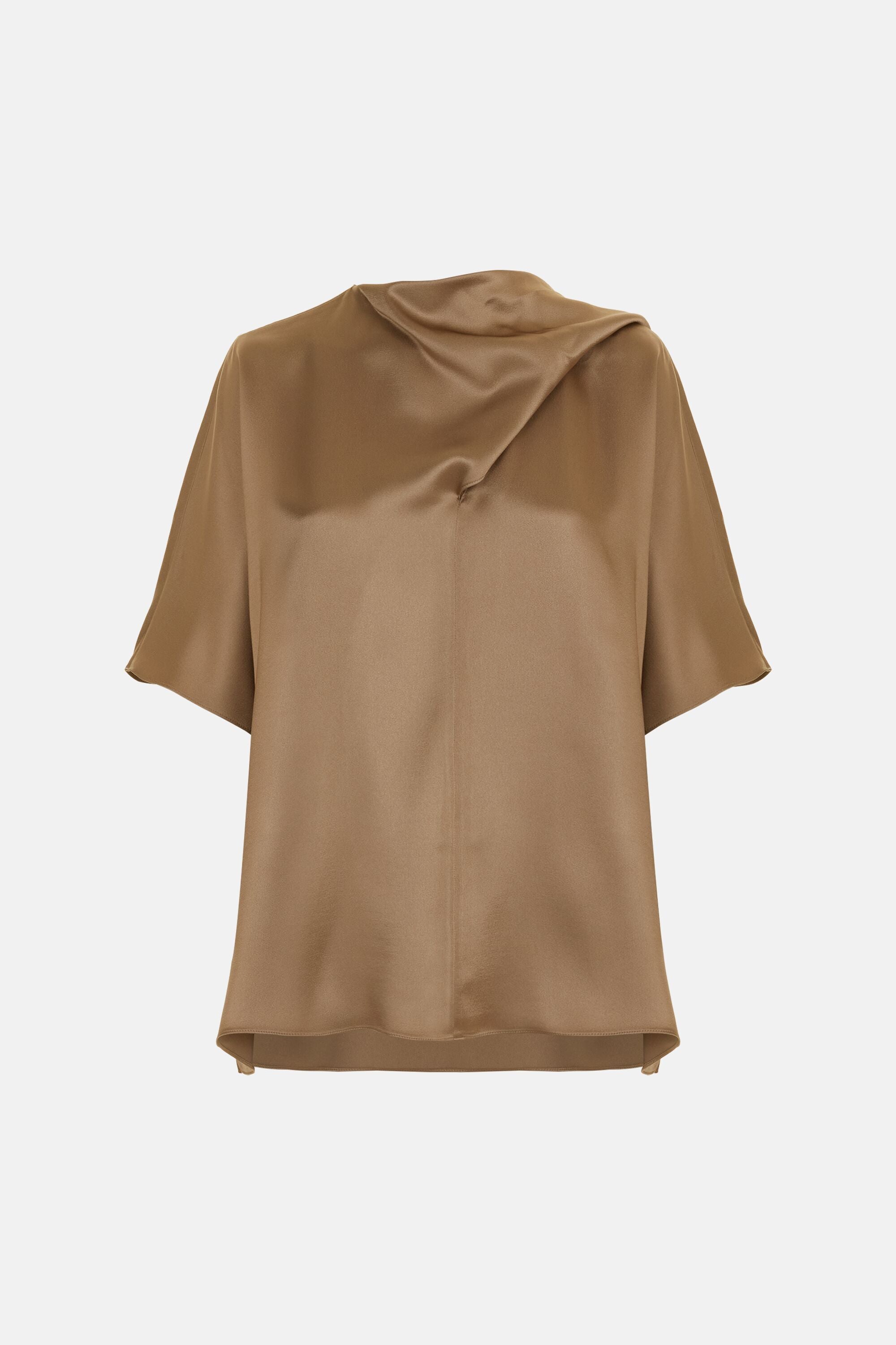 Satin Crepé Oversize Top with Foulard Collar mink - CH Carolina