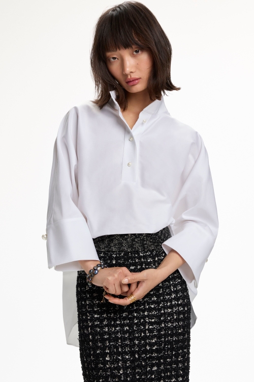 OXFORD OVERSIZE WHITE SHIRT WITH PEARL BUTTONS