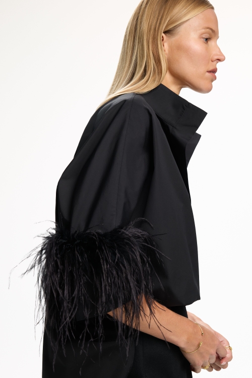 POPLIN OVERSIZE SHIRT WITH FEATHERS