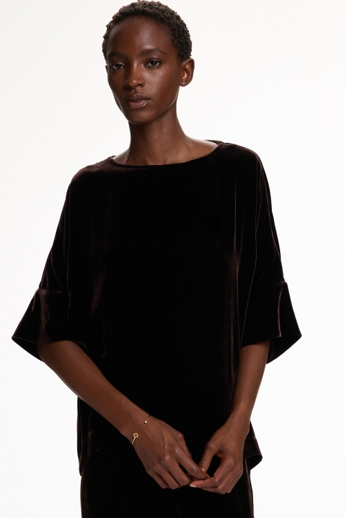 VELVET OVERSIZE TOP WITH SCARF