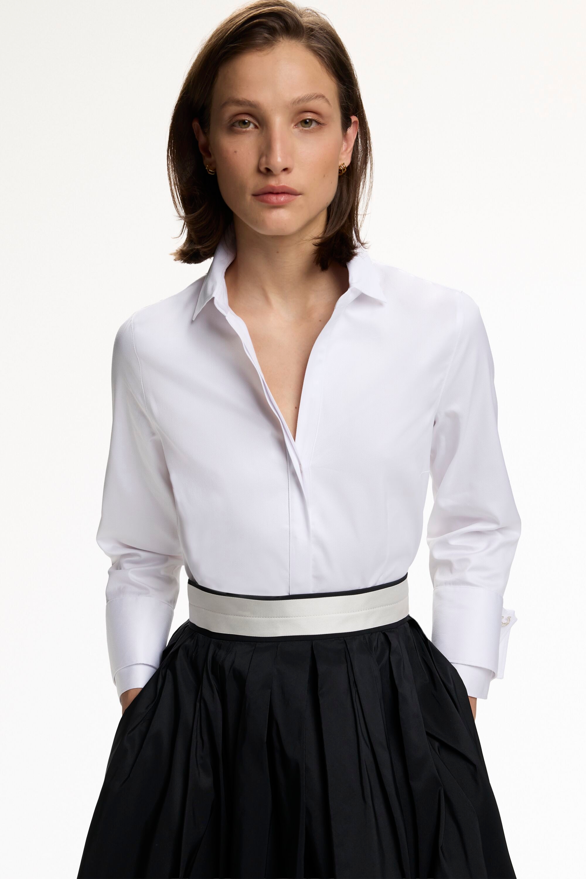 Poplin Fitted Shirt with Double Cuffs
