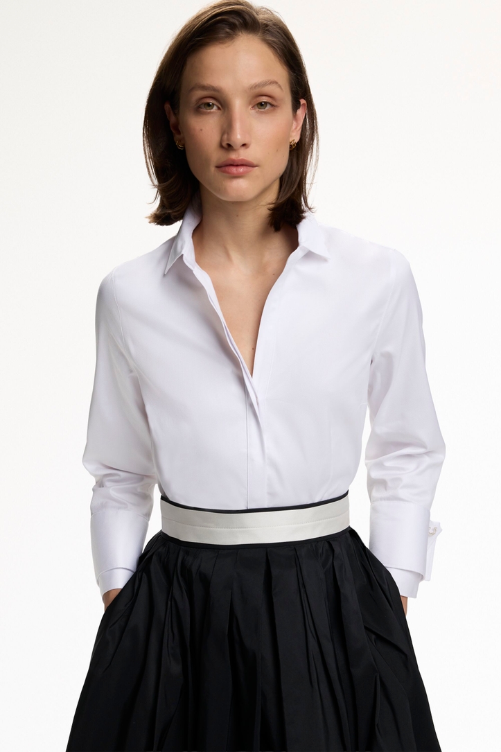 Poplin Fitted Shirt with Double Cuffs