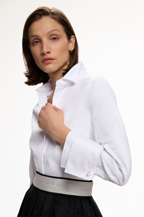 POPLIN FITTED SHIRT WITH DOUBLE CUFFS
