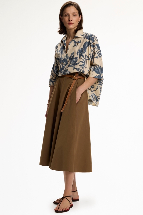PRINT POPLIN COCOON-FIT SHIRT