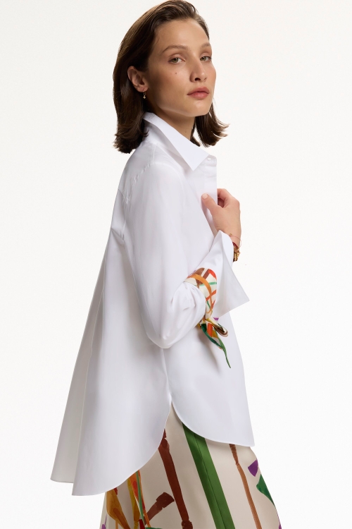 POPLIN A-LINE SHIRT WITH FUSTA INSIGNIA BOWS
