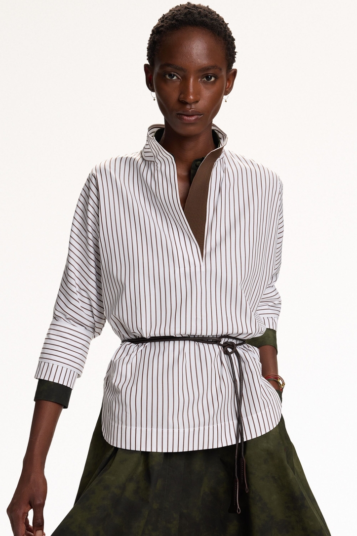 Striped Poplin Cocoon-Fit Shirt