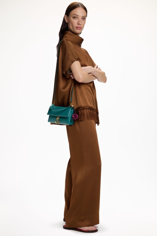 SATIN CREPÉ OVERSIZE TOP WITH FRINGES