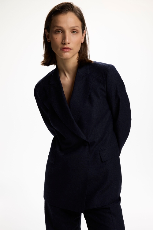 WOOL TWILL FITTED TAILORED JACKET