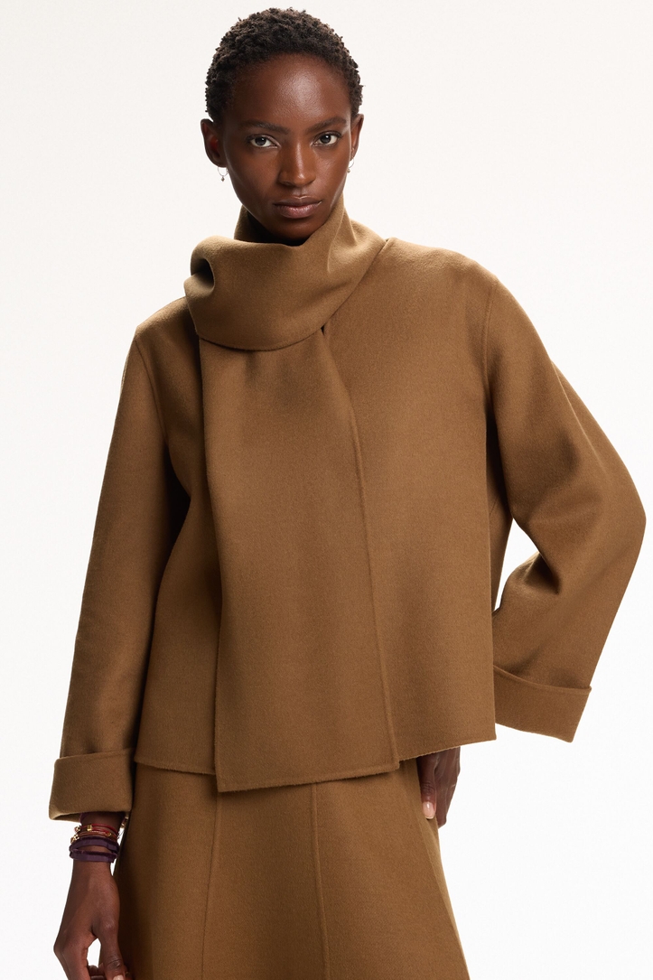 Double-Faced Wool Jacket with Detachable Scarf