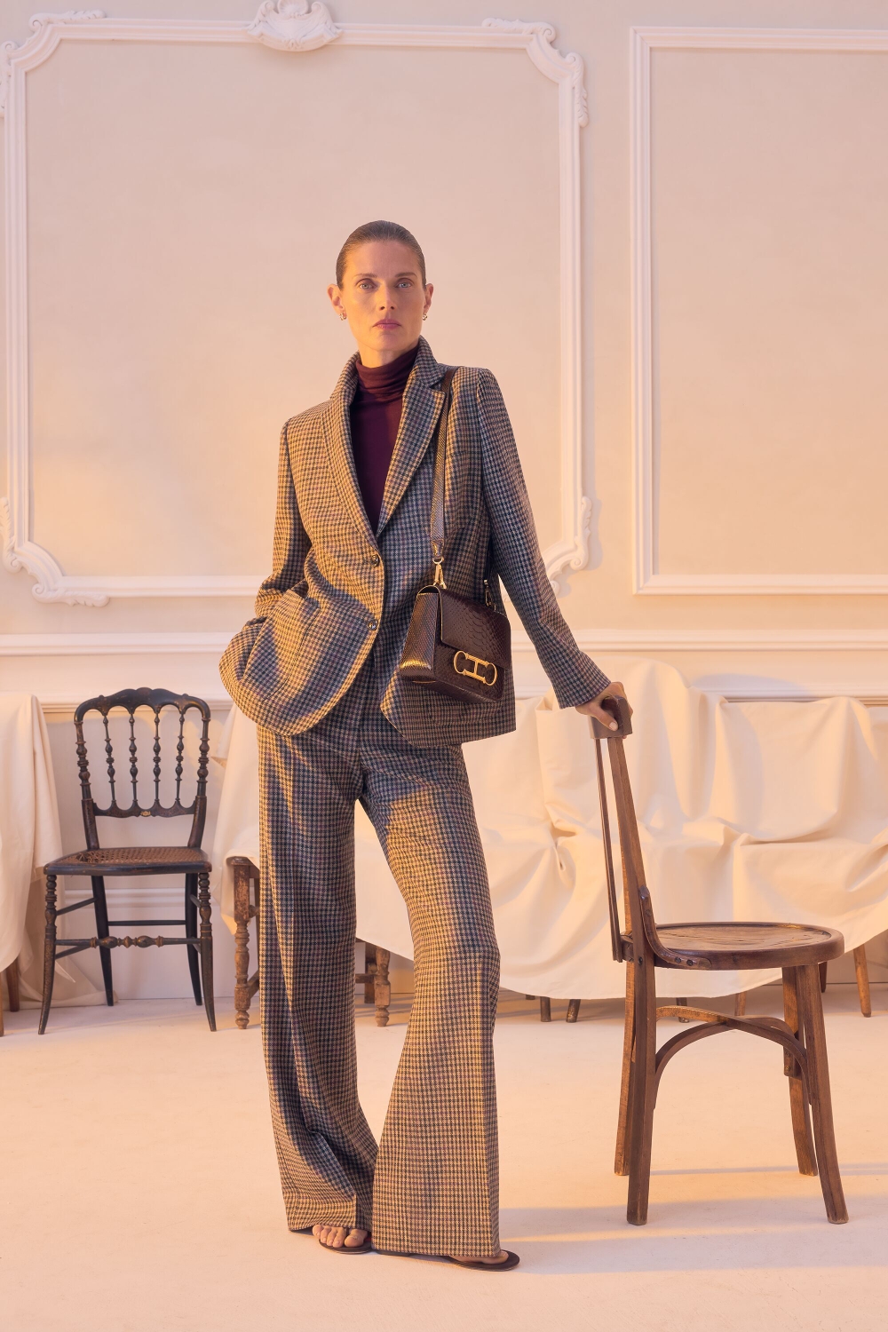 HARRIS CHECK WOOL TAILORED JACKET
