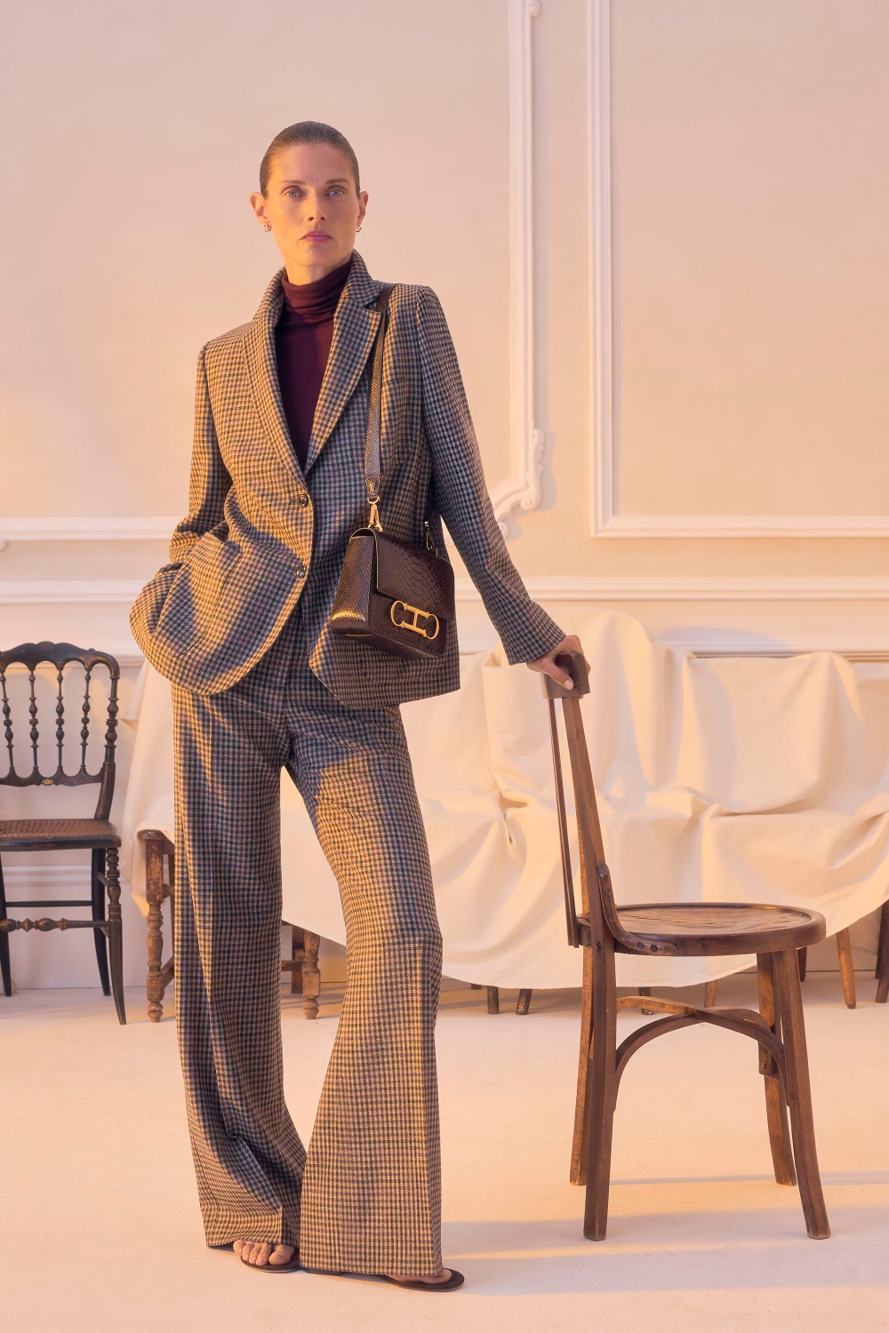 HARRIS CHECK WOOL TAILORED JACKET