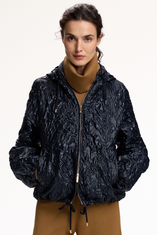 HOODED JACQUARD A-LINE JACKET