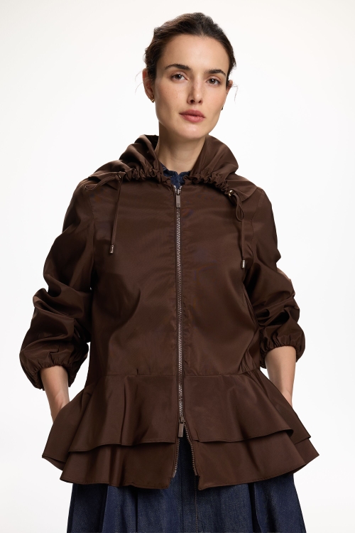 TAFFETA PEPLUM JACKET WITH FLOUNCES