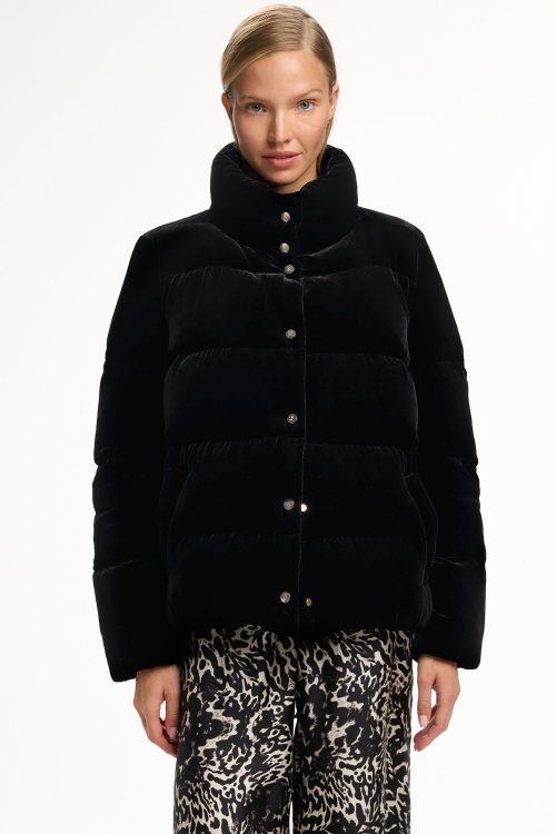 DOWN-QUILTED VELVET COAT