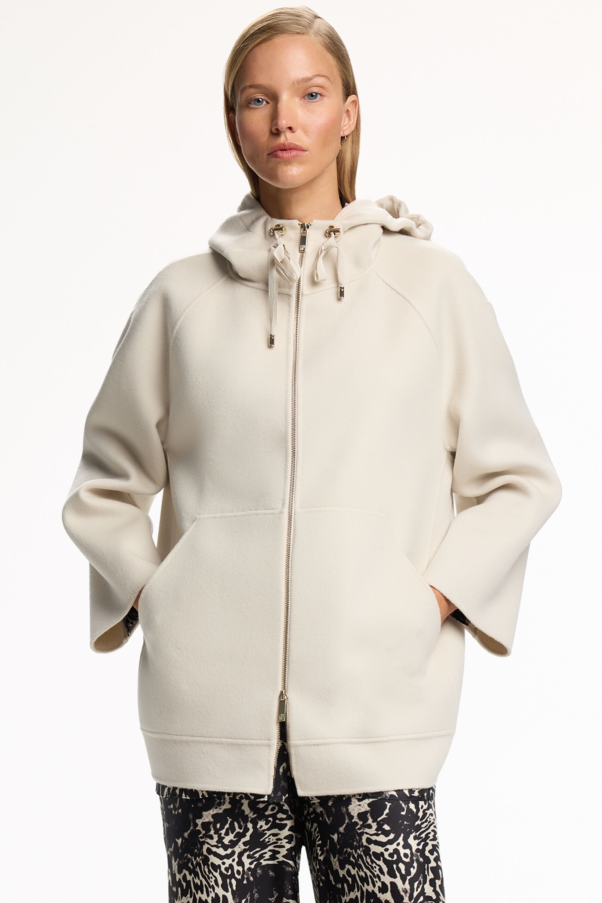 Hooded Double-Faced Wool A-Line Coat