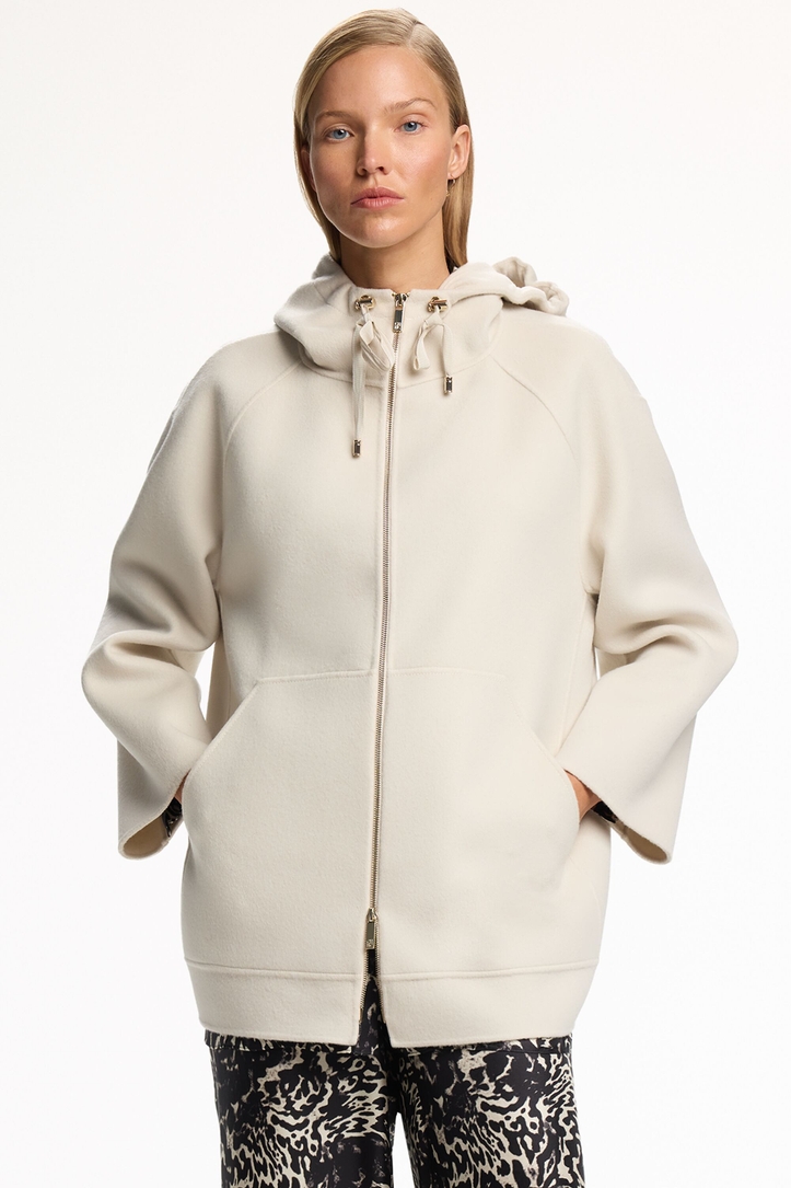 Hooded Double-Faced Wool A-Line Coat
