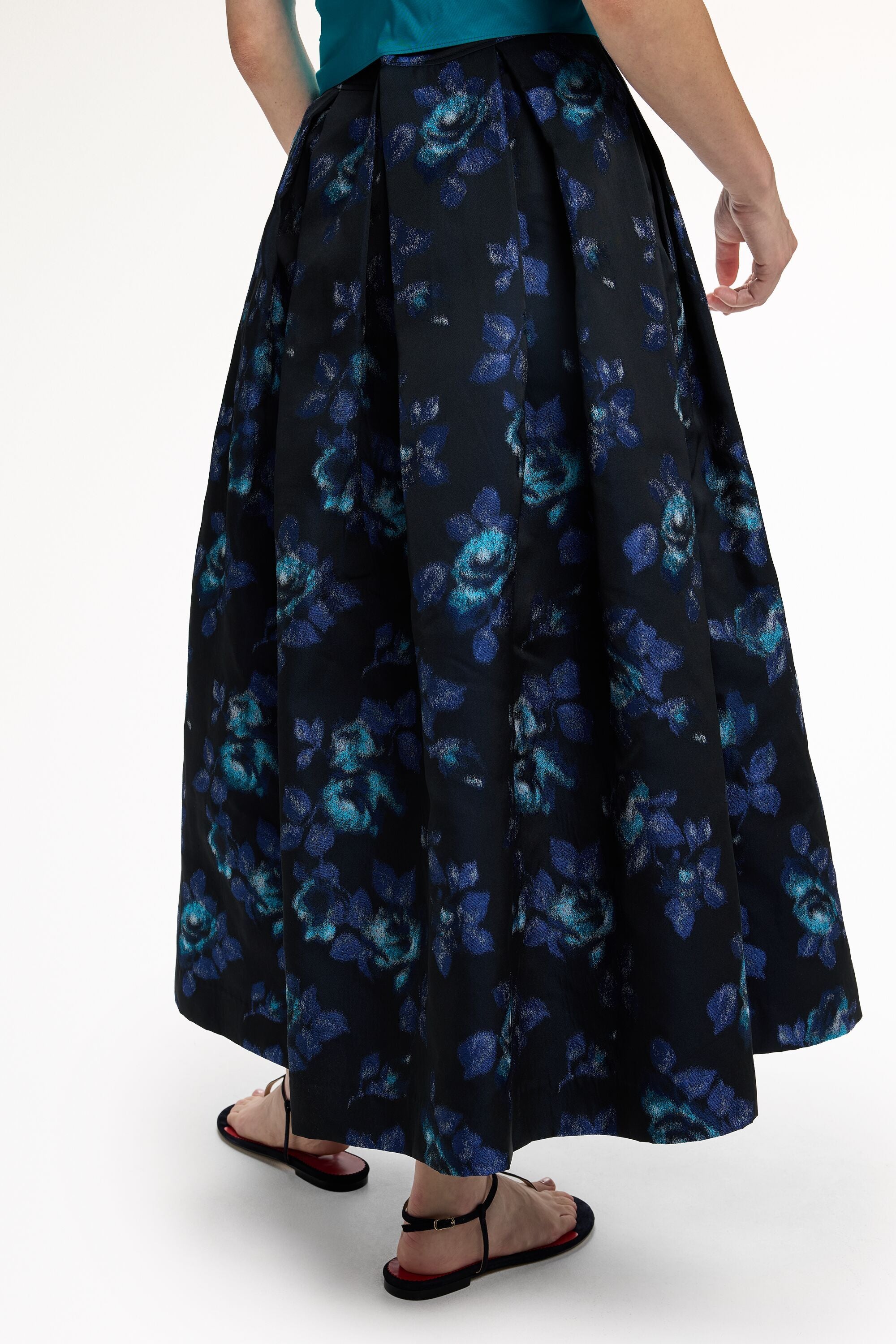 Floral Jacquard skirt ネイビー　サイズ2 Floral Jacquard Midi Skirt with Sash 0 - CH Carolina Herrera