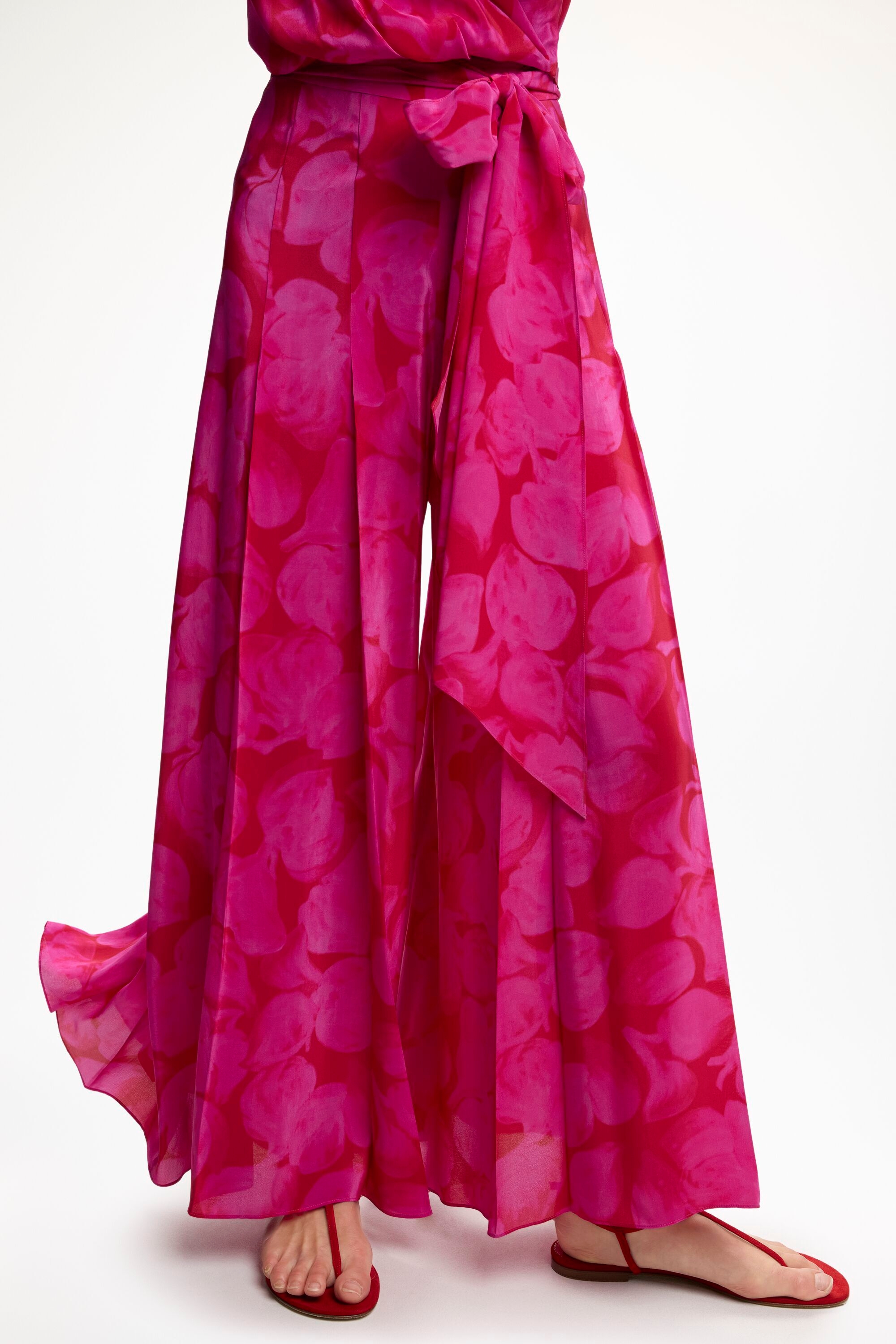 Print Crepé Culottes - PINK/RED