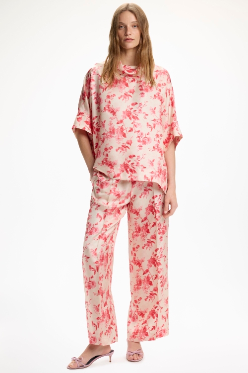 PRINT SILK TWILL PYJAMA-STYLE PANTS