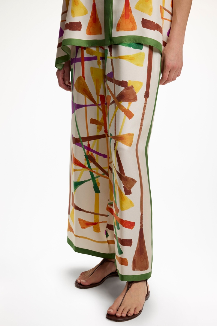 Fusta Insignia Print Silk Twill Pyjama-Style Pants