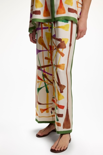 Fusta Insignia Print Silk Twill Pyjama-Style Pants