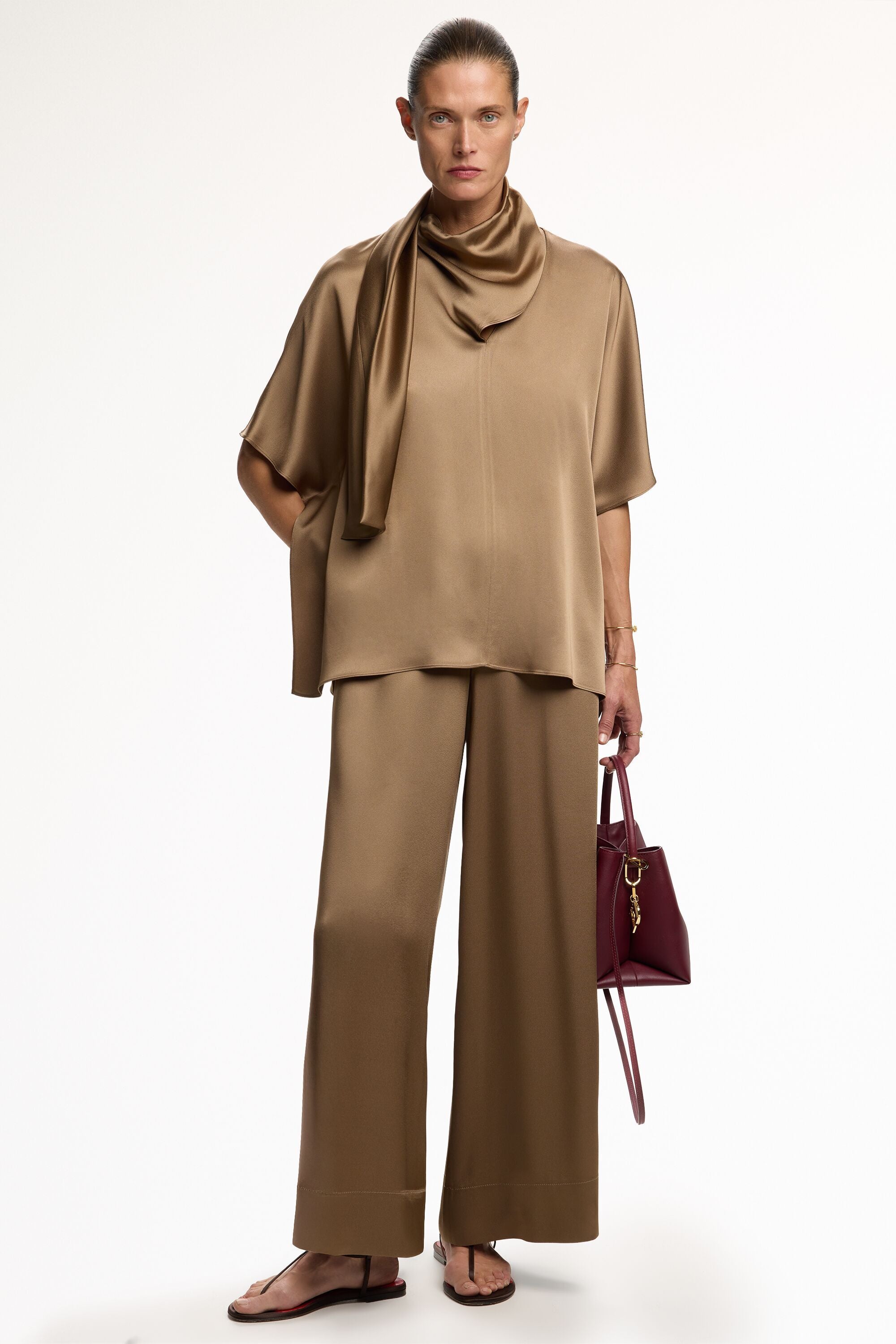 Satin Crepé Palazzo Pants mink - CH Carolina Herrera Italy